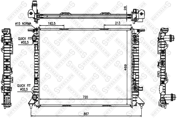 Radiateur, refroidissement du moteur STELLOX 10-25451-SX