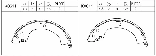 Jeu de mâchoires de frein ASIMCO K0611