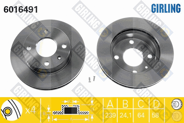 Disque de frein GIRLING 6016491