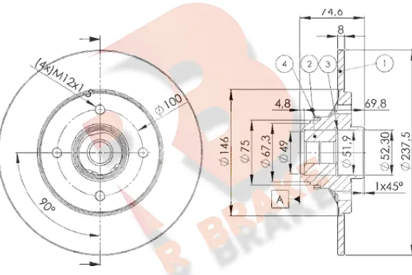 Disque de frein R BRAKE 78RBD14901