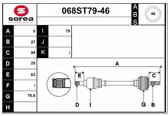 Arbre de transmission STARTCAR 068ST79-46