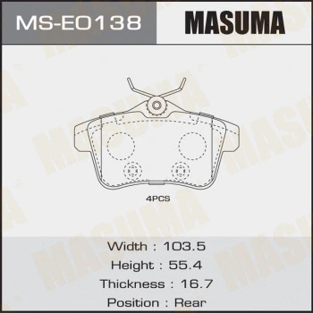 Jeu de mâchoires de frein MASUMA MS-E0138