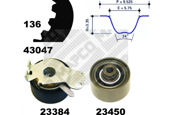 Kit de courroie crantée MAPCO 23409