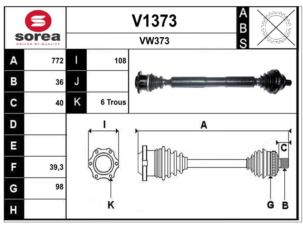 Arbre de transmission SNRA V1373