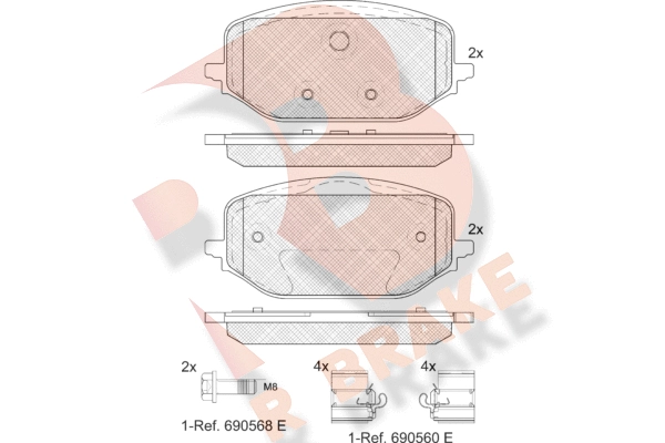 Kit de plaquettes de frein, frein à disque R BRAKE RB2438