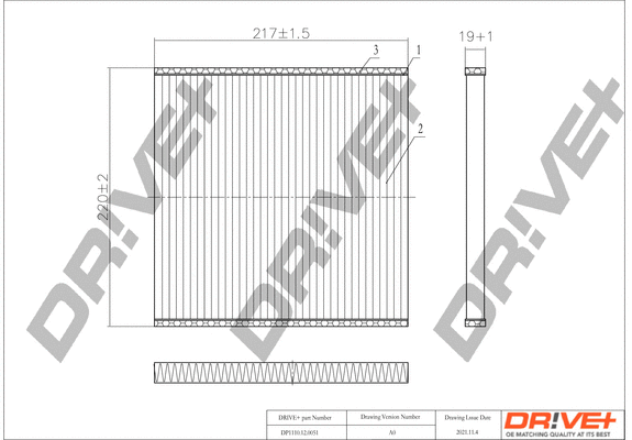 Filtre, air de l'habitacle Dr!ve+ DP1110.12.0051