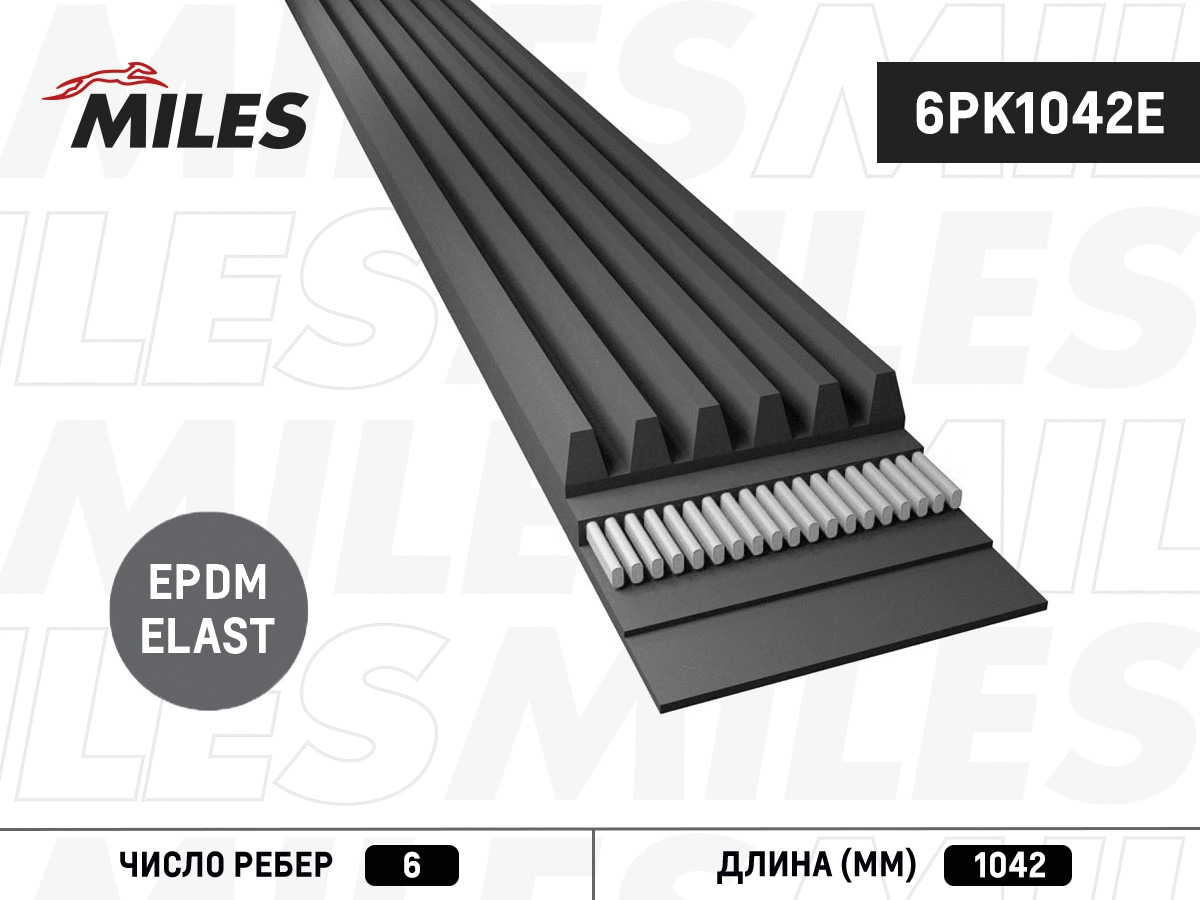 Courroie trapézoïdale à nervures MILES 6PK1042E