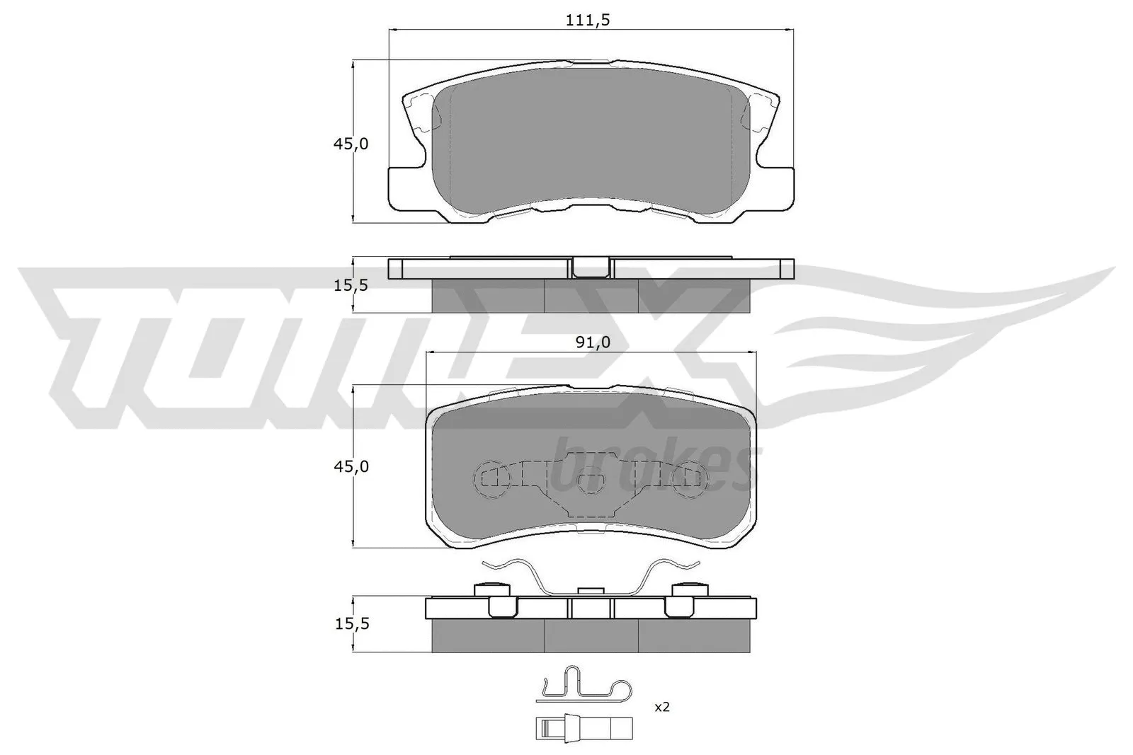 Kit de plaquettes de frein, frein à disque TOMEX Brakes TX 15-04