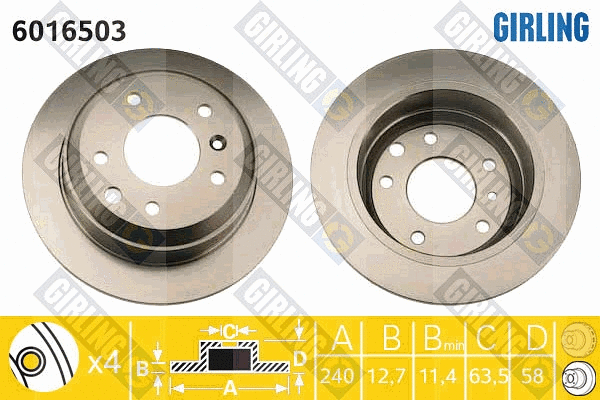 Disque de frein GIRLING 6016503