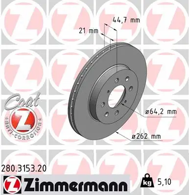 Disque de frein ZIMMERMANN 280.3153.20