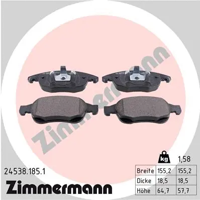 Kit de plaquettes de frein, frein à disque ZIMMERMANN 24538.185.1