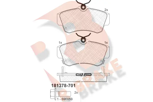 Kit de plaquettes de frein, frein à disque R BRAKE RB1378-701