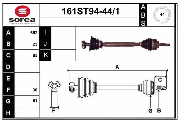 Arbre de transmission STARTCAR 161ST94-44/1