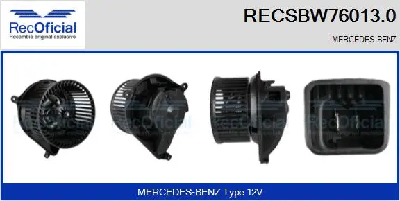 Pulseur d'air habitacle RECOFICIAL RECSBW76013.0