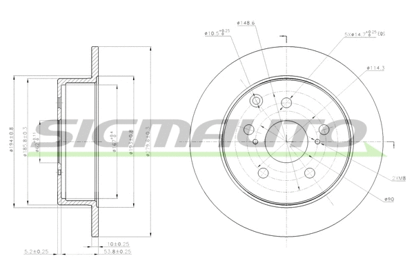 Disque de frein SIGMAUTO DBB704S