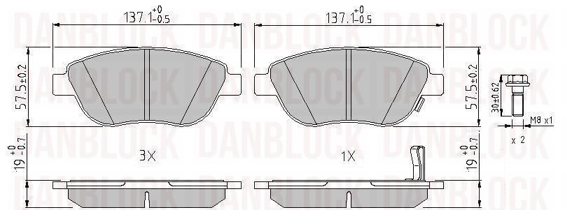 Kit de plaquettes de frein, frein à disque DANBLOCK DB 510485