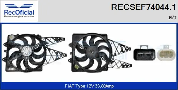 Moteur électrique, ventilateur pour radiateurs RECOFICIAL RECSEF74044.1