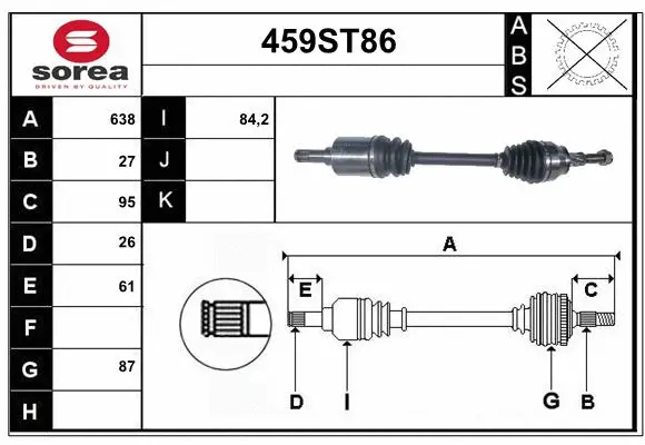 Arbre de transmission STARTCAR 459ST86