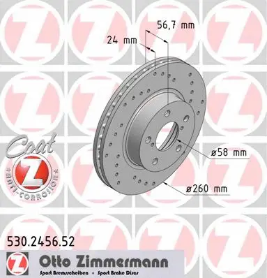 Disque de frein ZIMMERMANN 530.2456.52