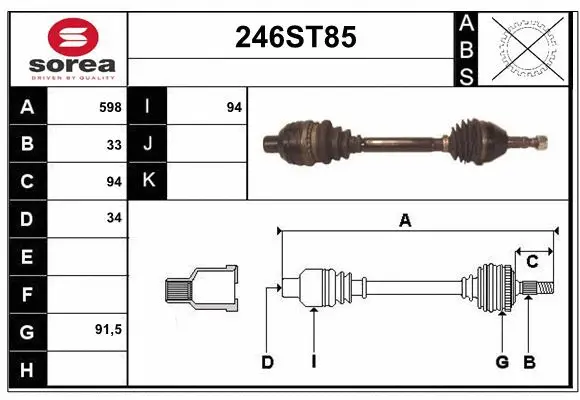 Arbre de transmission STARTCAR 246ST85