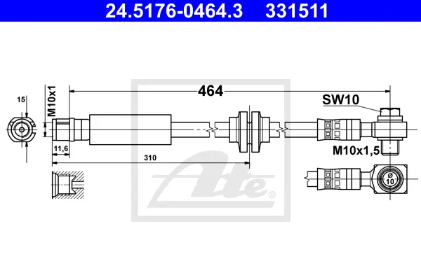 Flexible de frein ATE-APAC 24.5176-0464.3