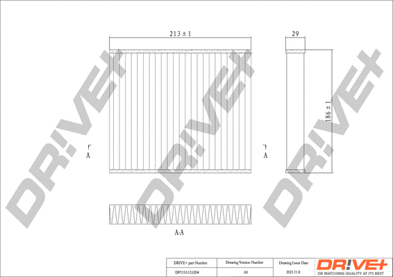 Filtre, air de l'habitacle Dr!ve+ DP1110.12.0204