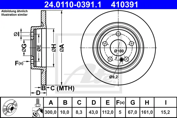 Disque de frein ATE-APAC 24.0110-0391.1
