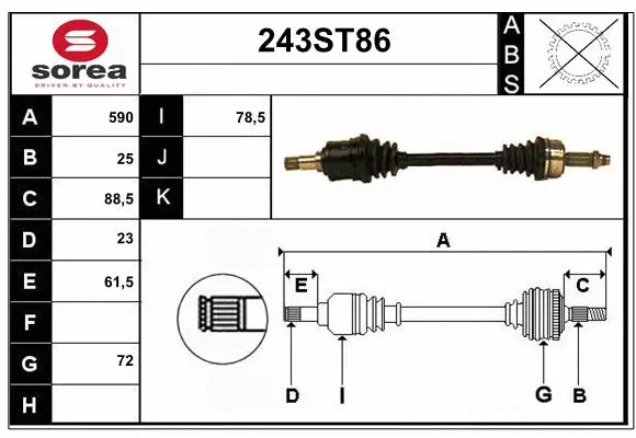 Arbre de transmission STARTCAR 243ST86
