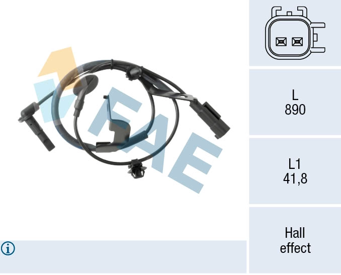 Capteur, vitesse de roue FAE 78608