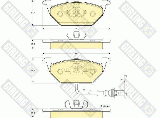 Kit de plaquettes de frein, frein à disque GIRLING 6113865