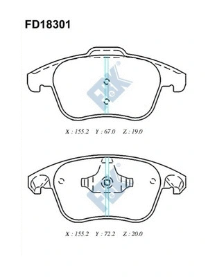 Kit de plaquettes de frein, frein à disque FBK FD18301