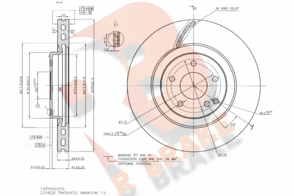 Disque de frein R BRAKE 78RBD16479