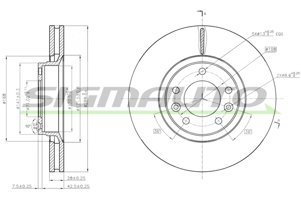 Disque de frein SIGMAUTO DBB103V