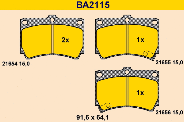 Kit de plaquettes de frein, frein à disque BARUM BA2115