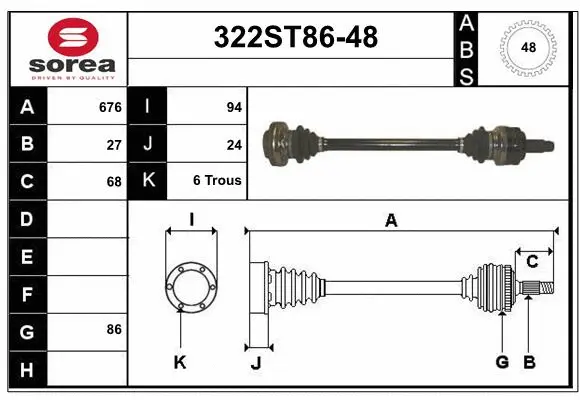 Arbre de transmission STARTCAR 322ST86-48