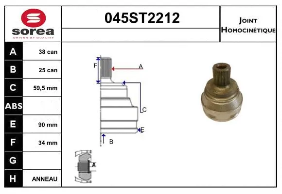 Jeu de joints, arbre de transmission STARTCAR 045ST2212