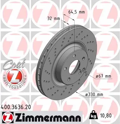 Disque de frein ZIMMERMANN 400.3636.20