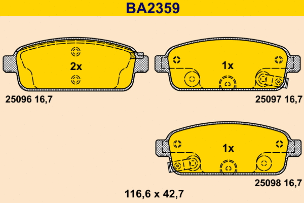 Kit de plaquettes de frein, frein à disque BARUM BA2359