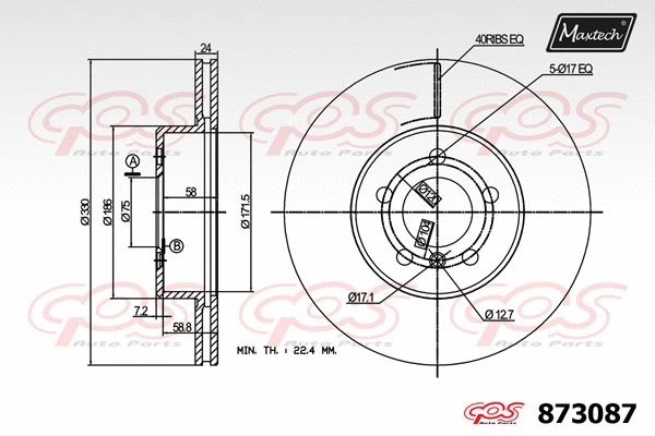 Disque de frein MAXTECH 873087