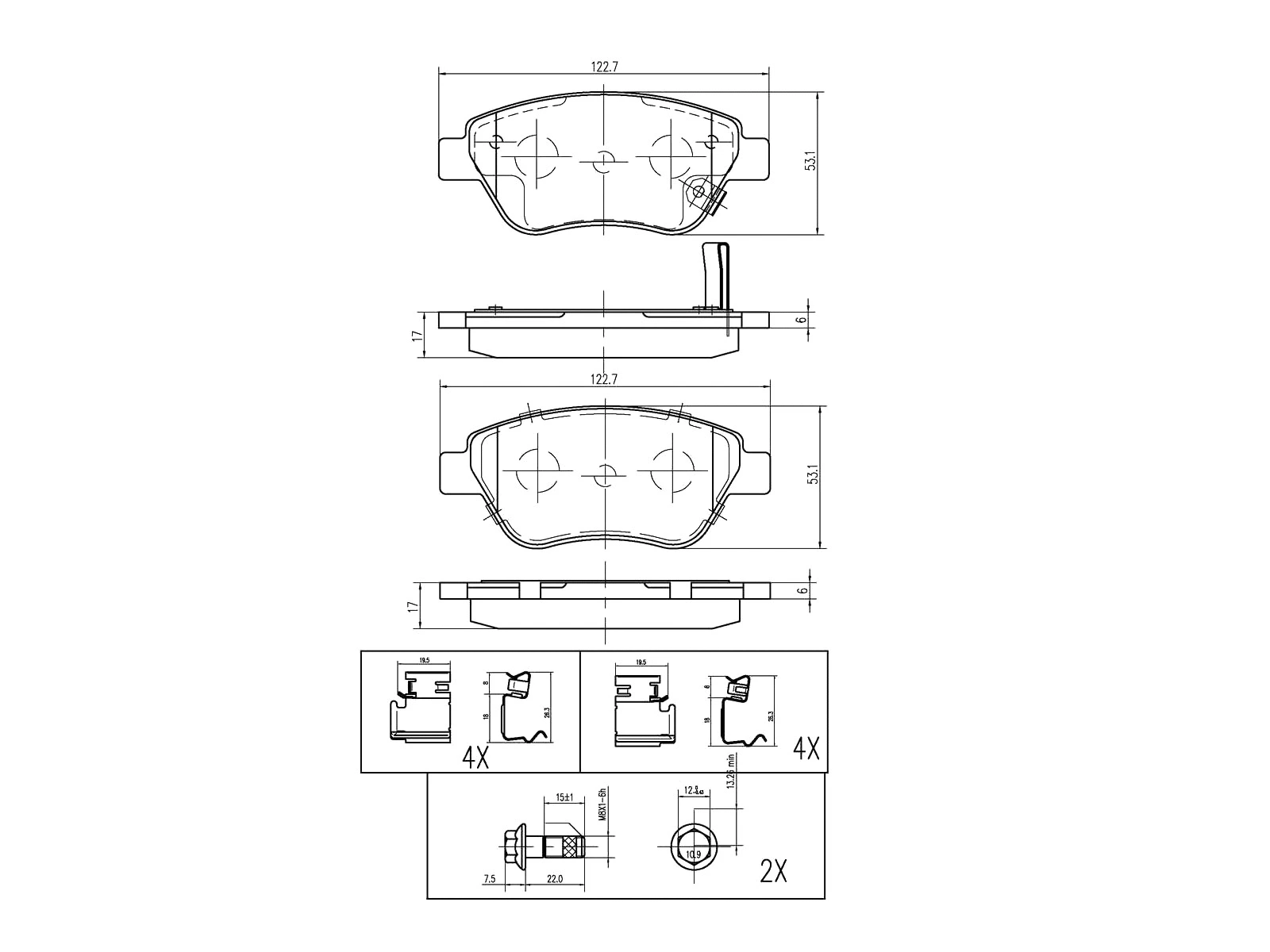 Kit de plaquettes de frein, frein à disque A.Z. Meisterteile AZMT-44-022-1253