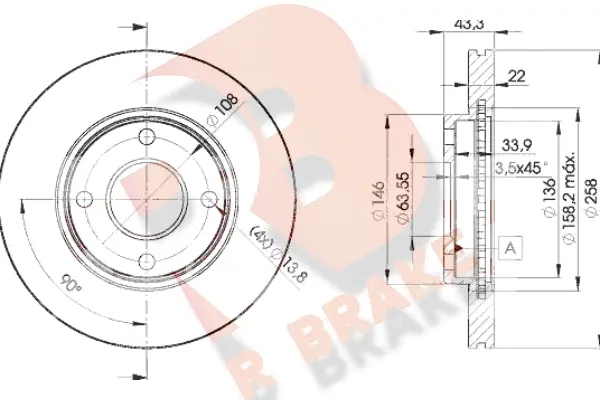 Disque de frein R BRAKE 78RBD25344