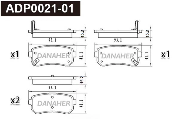 Kit de plaquettes de frein, frein à disque DANAHER ADP0021-01