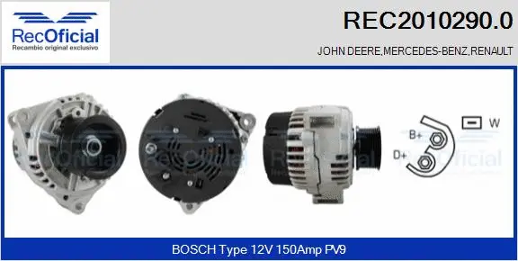 Alternateur RECOFICIAL REC2010290.0