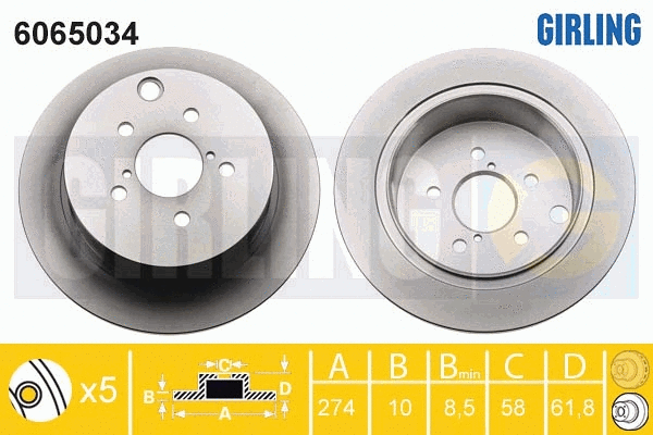 Disque de frein GIRLING 6065034