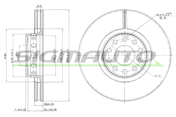Disque de frein SIGMAUTO DBA954V