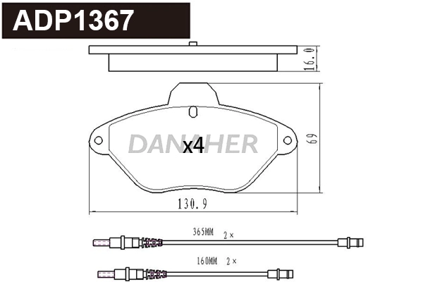 Kit de plaquettes de frein, frein à disque DANAHER ADP1367