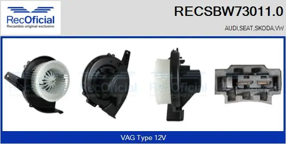 Pulseur d'air habitacle RECOFICIAL RECSBW73011.0
