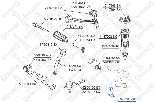 Entretoise/tige, stabilisateur STELLOX 56-00311-SX