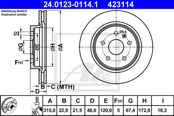 Disque de frein ATE-APAC 24.0123-0114.1