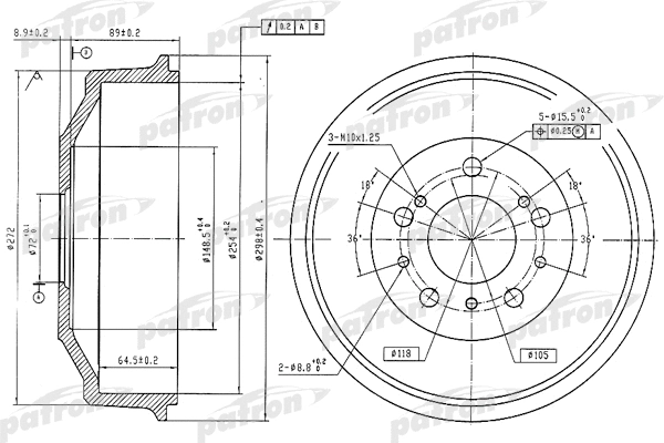 Tambour de frein PATRON PDR1048
